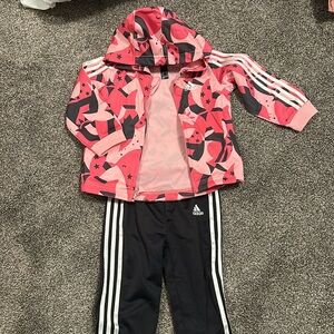 Adidas Pink and Black Pattern Jacket